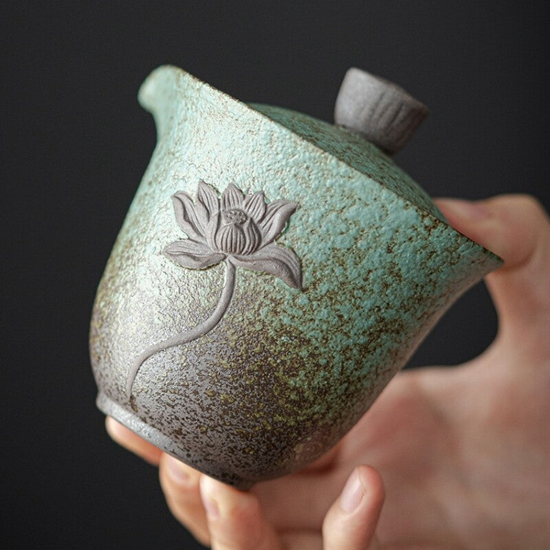 Portable Tea Set Bag Ceramic Tea Pot With Infuser Holes Kiln Change Tea Cup New