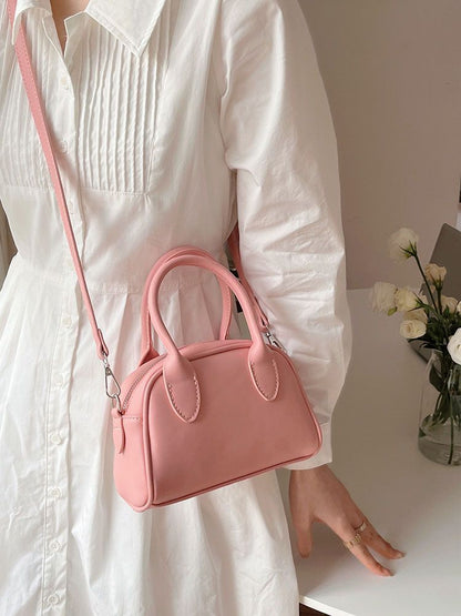 Pink Synthetic Tote Bag Cute Versatile One-shoulder Crossbody Bag Small Handbag