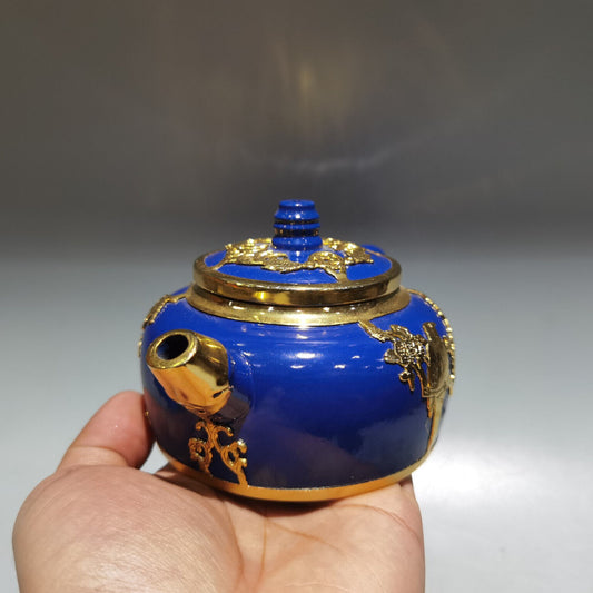 Chinese Yixing Zisha Clay Handmade Exquisite Teapot （描金珐琅彩壶 低款：张美)