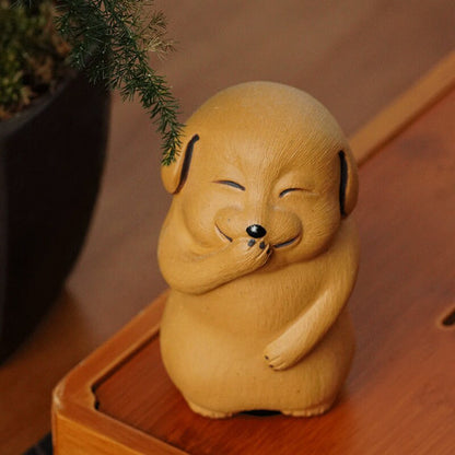 Yixing Clay Ceramic Teapet Funny Dog Tea Accessories Tea Pet Tea Tray Desk Pet