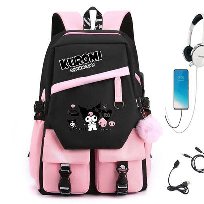Kuromi Fashion Backpack Shoulder Bags School Students Bags Cinnamoroll Backpacks