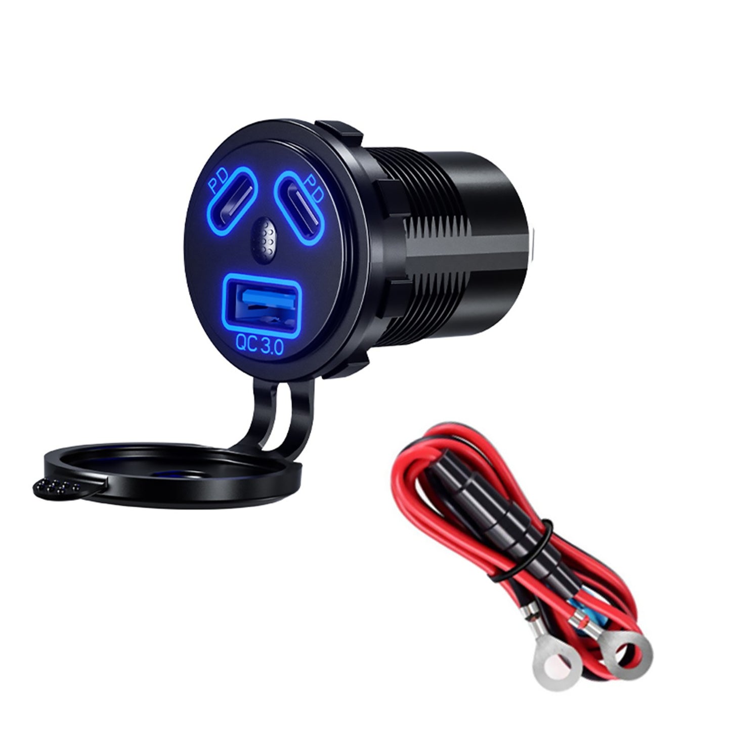 1Pack Dual PD+QC 3.0 USB Port Car Cigarette Lighter Socket Plug LED Indicator