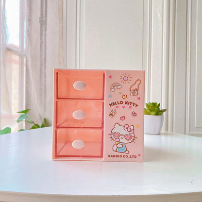 Cute Kuromi Girl Desktop Multi grid Cosmetics Storage Box Creative Pen Holder