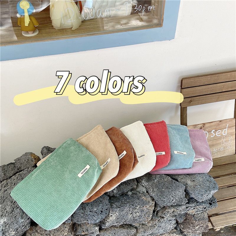 Large Cosmetic Bag Corduroy Cloth Makeup Pouch Traveling Lipstick Organizer Case
