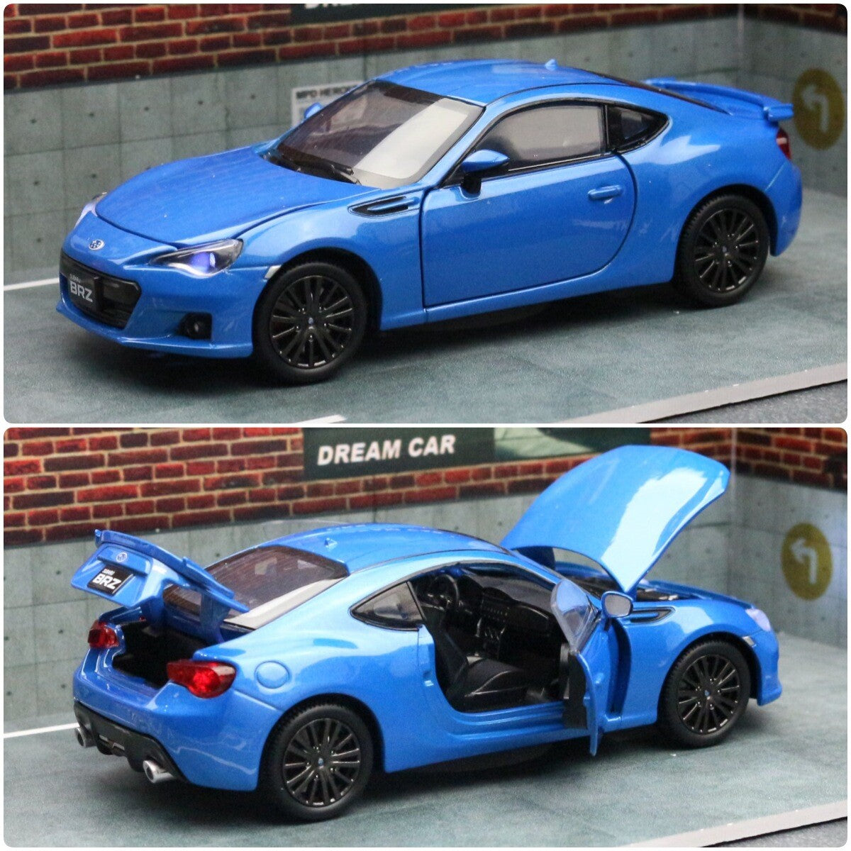 1:32 Diecast Subaru BRZ Metal Car Model Toy Door Open Light Gift For Kids
