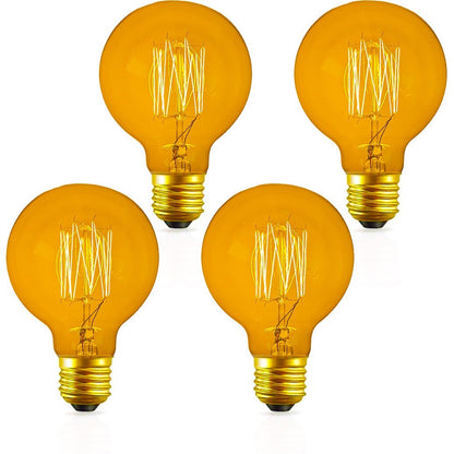 4 Pack of Dimmable G80 Vintage Edison Light Bulbs, 60W 2200K Amber Glow