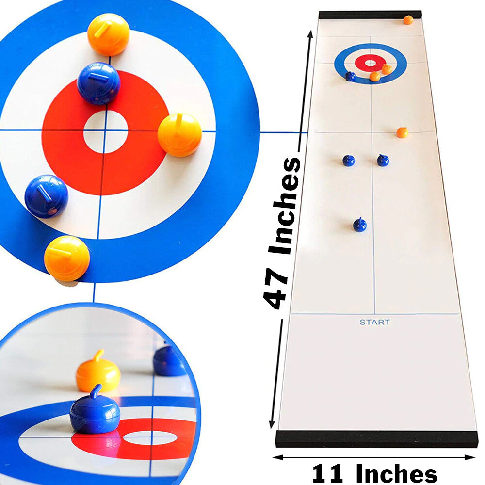 Tabletop Mini Curling Game, Measures Almost 4 Feet Long and Rolls Up Quickly