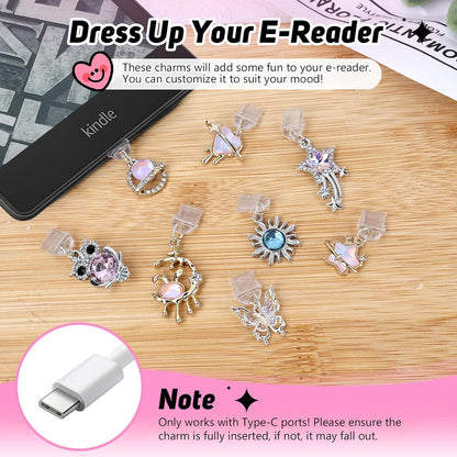 8 Pack Anti-Dust Plug Charm for Kindle, USB C Dust Plug Compatible with Phone, T