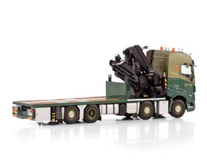 1:50 WSI VOLVO FH5 8X2 TAG AXLE RIGID FLATBED TRUCK Crane Machine Diecast Model