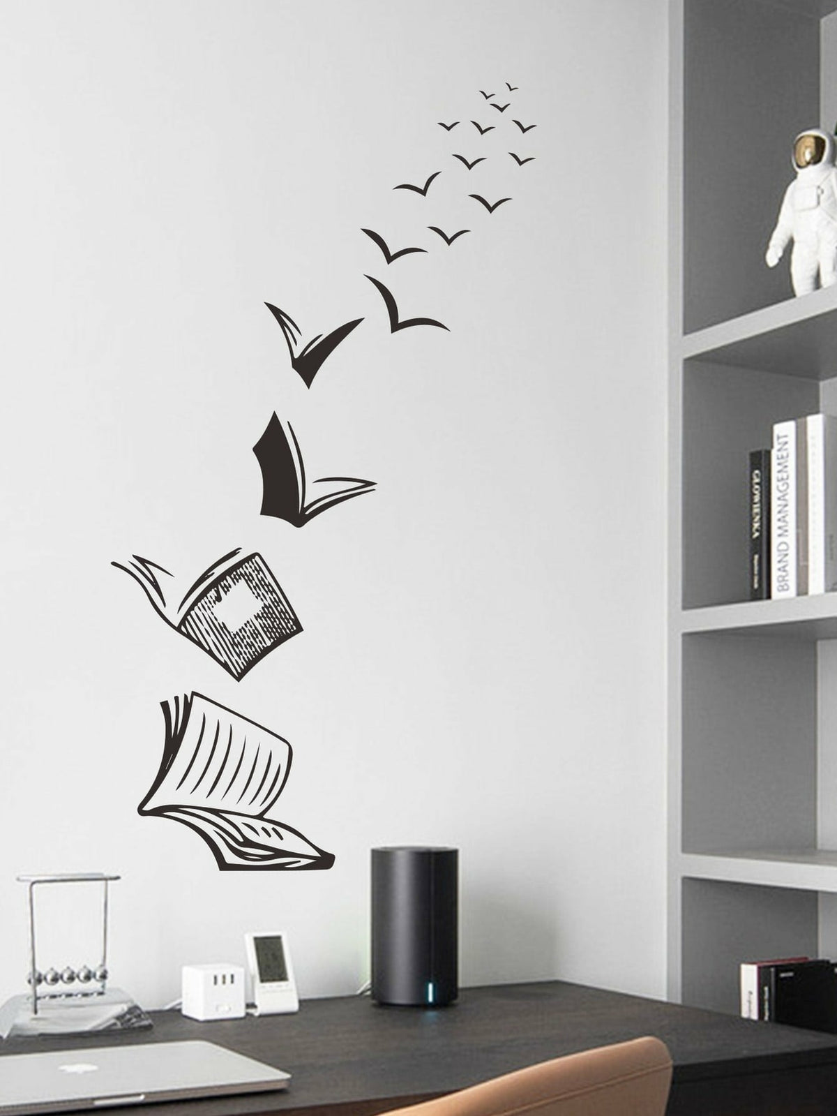 Book Print Wall Sticker Open Book Reading Art Decor Removeable Vinyl Decal