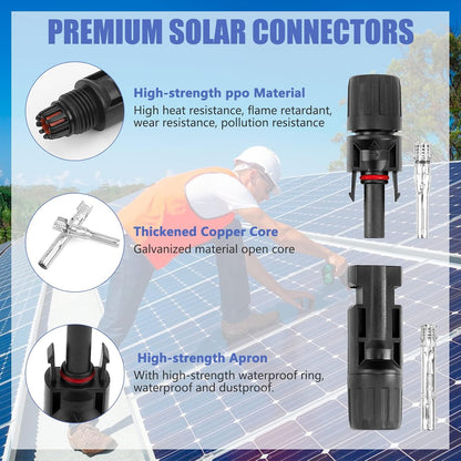 10/20/50/100 Pairs Male Female Solar Cable Connectors For DIY Solar Panel US