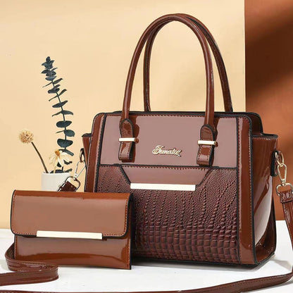 2 in1 Set Women Handbag PU Leather Messenger Shoulder Tote Purse Crossbody Bag