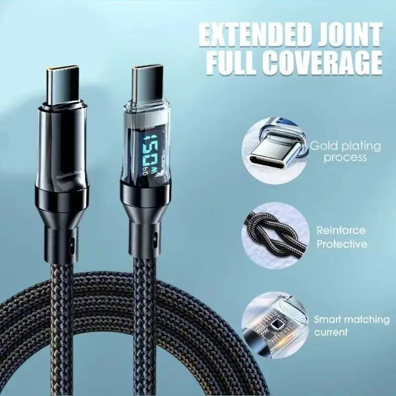 120w Super Fast USB Type-C Charging Braid Phone Charger Lead with Display LOT