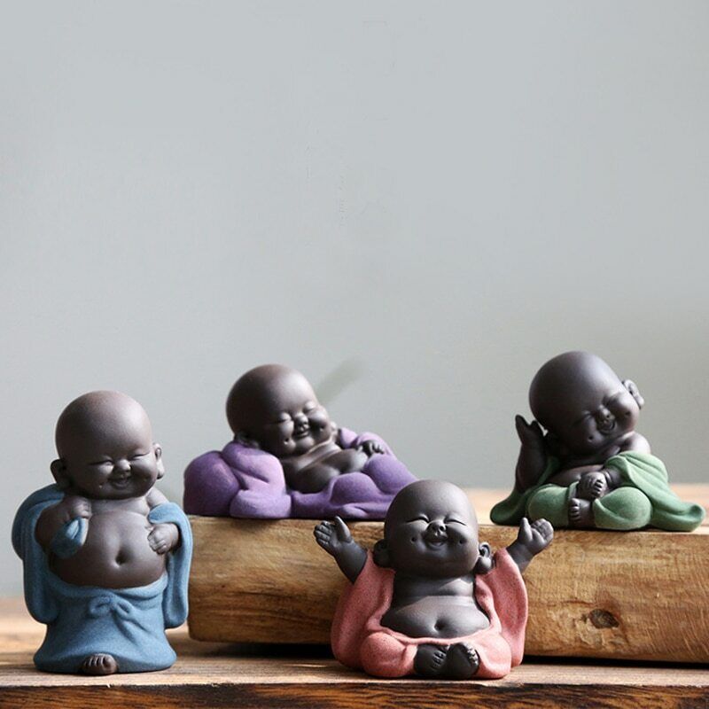 Happy Maitreya Buddha Tea Pet 1Pc Tea Favor Teahouse Ornament Ceramic Home Decor