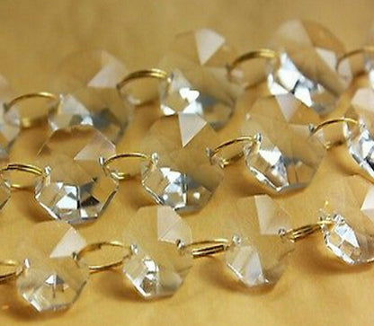 33FT Crystal Chandelier Prism Glass Bead14mm Octagon Chain Wedding Garland Part