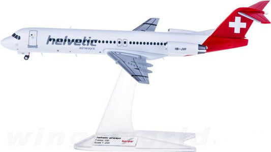 1:200 Herpa Helvetic Airways Fokker 100 Passenger Aircraft Diecast Plane Model
