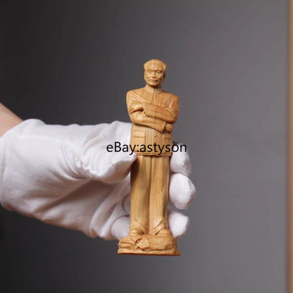 4.7" Cypress Chinese Premier Zhou Enlai Statue Figure Communist Portrait Collect
