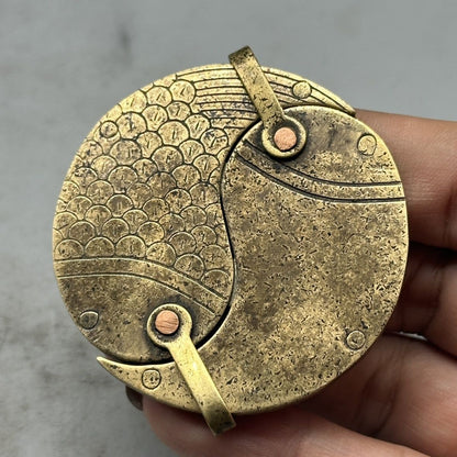 Yin Yang Bagua Brass Paper Cutter Express Unboxing Knife Retro Fish Design