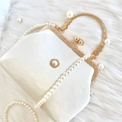 Beads Chain Bag 2 Straps Vintage Metal Shell Purse Velvet Shoulder Bag 20*14*6CM