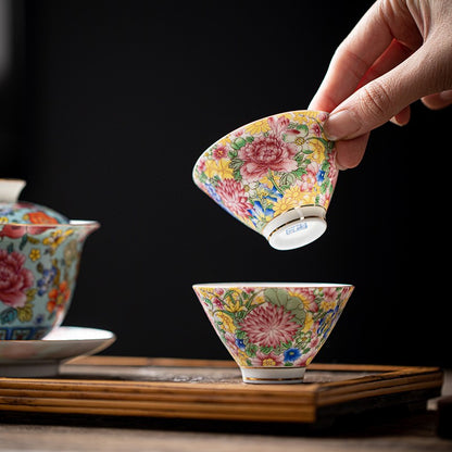 50ML Ceramic Enamel Colored Tea Cup Owner's Tasting Cup Tea Set Supplies