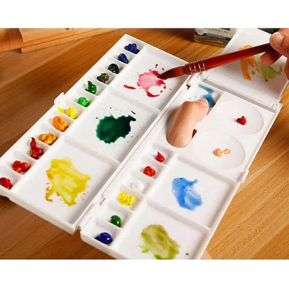 Empty Watercolor Palette Plastic Gouache Paints Box Painting Arts Supply 26x10cm