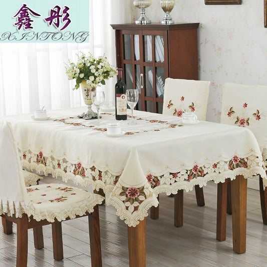 European Rustic Embroidered Tablecloth Rectangle Square Table Cover Home Decor