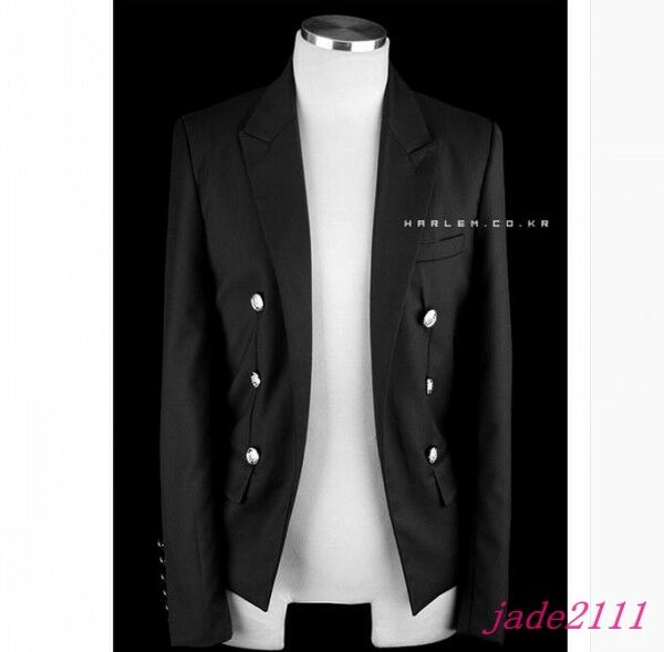 Punk Rock Mens Double-breasted Korean Blazer Suit Outwear Coat Party New Jacket