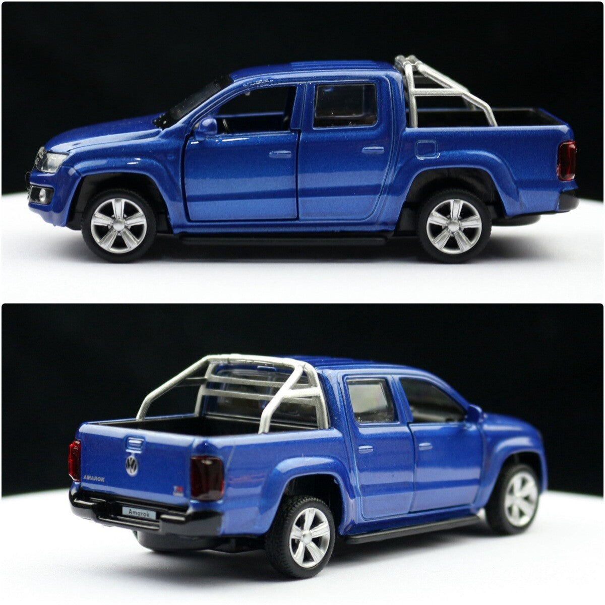 1:46 Diecast Volkswagen Amarok Pickup Metal Car Model Toy Pull Back Door Open