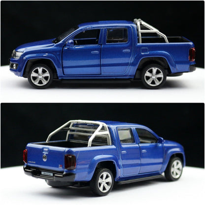 1:46 Diecast Volkswagen Amarok Pickup Metal Car Model Toy Pull Back Door Open