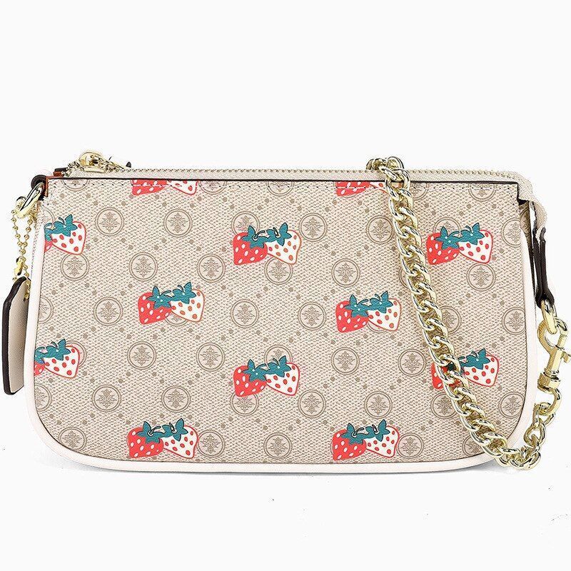 Mini Shoulder Bag Half Moon Underarm Pouch Strawberry Purse 20*5*12 CM Polyester