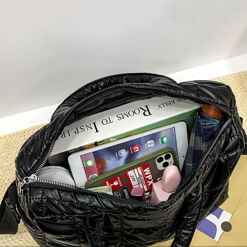 Large Shoulder Bags Waterproof Nylon Purses Cotton Feather Down Bag 36*13*27 CM