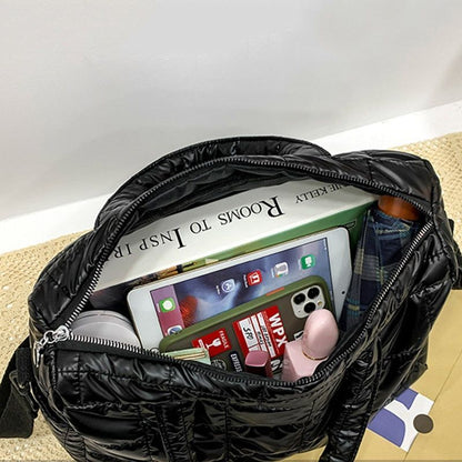 Large Shoulder Bags Waterproof Nylon Purses Cotton Feather Down Bag 36*13*27 CM