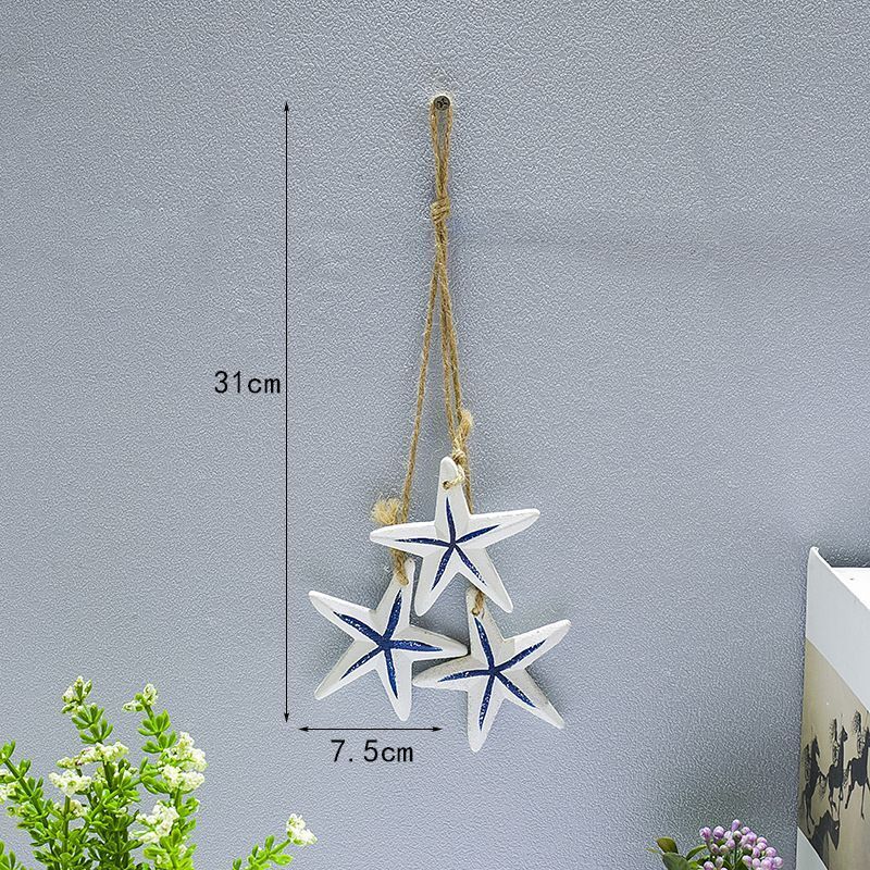 Hanging Decor Wooden Mediterranean Starfish Scallop Fish Pendants Home Ornaments