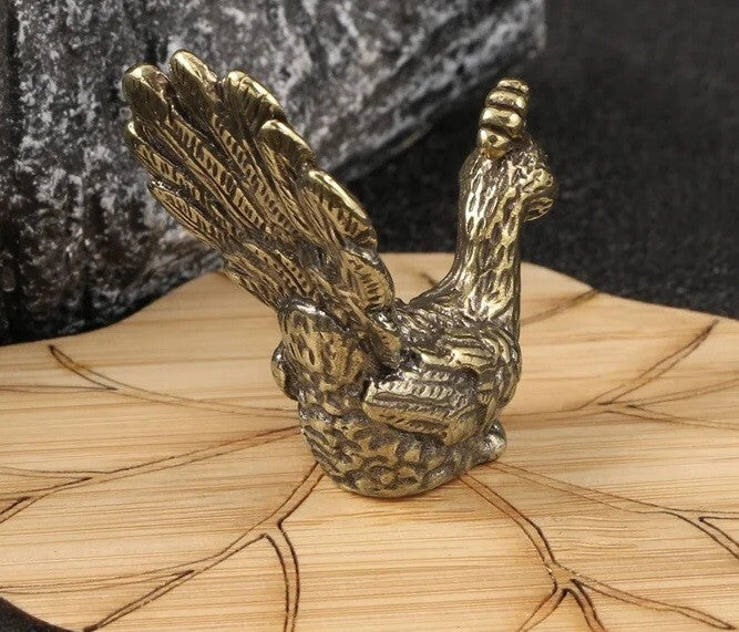 Brass Peacock Animal Statue Small Sculpture Tabletop Figurine Home Decor