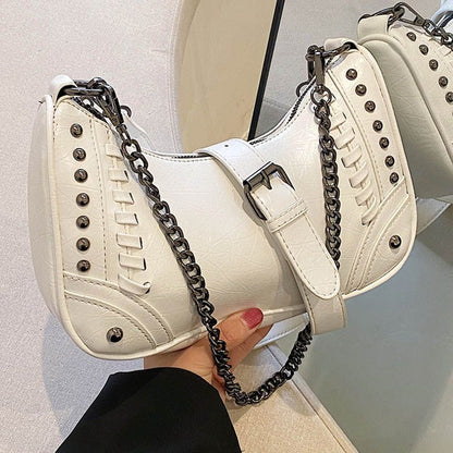 PU Leather Shoulder Bag Handbags Chain Rivet Crossbody Bag Underarm Bags Purses