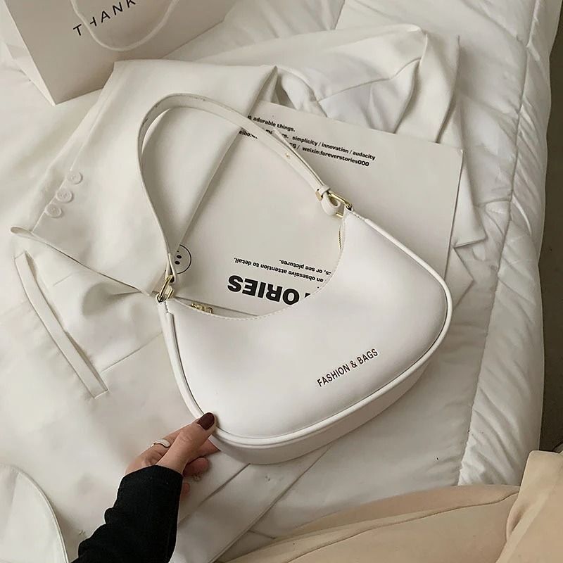 Half-moon Small Underarm Bags Clutch Synthetic Leather Handbags Shoulder Purses