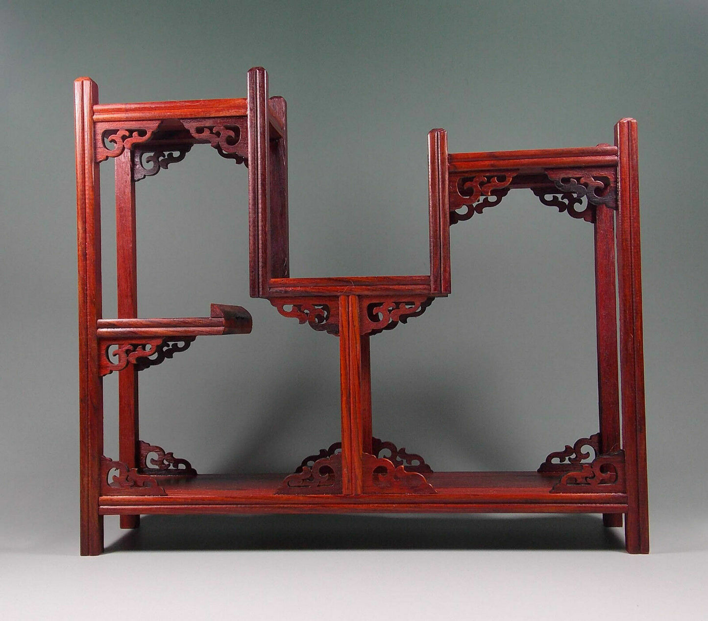 Rosewood Handwork Carved Stand Shelf for Netsuke Snuff Bottle Small Statue