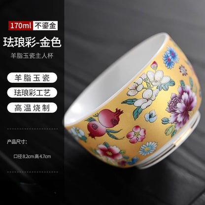 Ceramic Tea Cup Master Cup Tea Cup, Sheep Fat Jade Porcelain