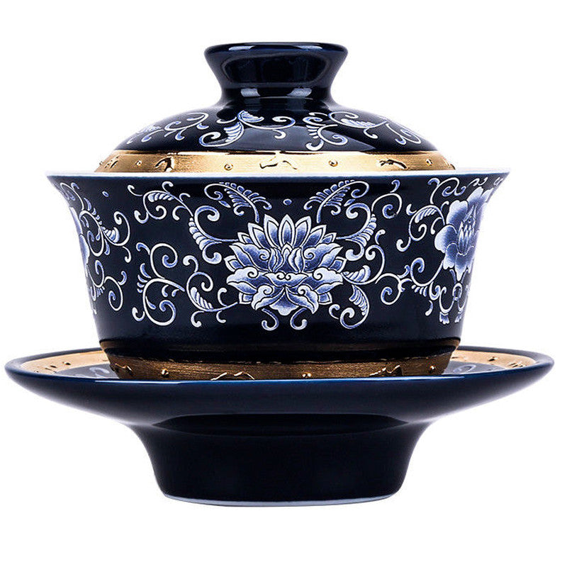 140ml Tradition Silver Gaiwan Chinese Black Tea Cup Covered Bowl Tea Set Tureen