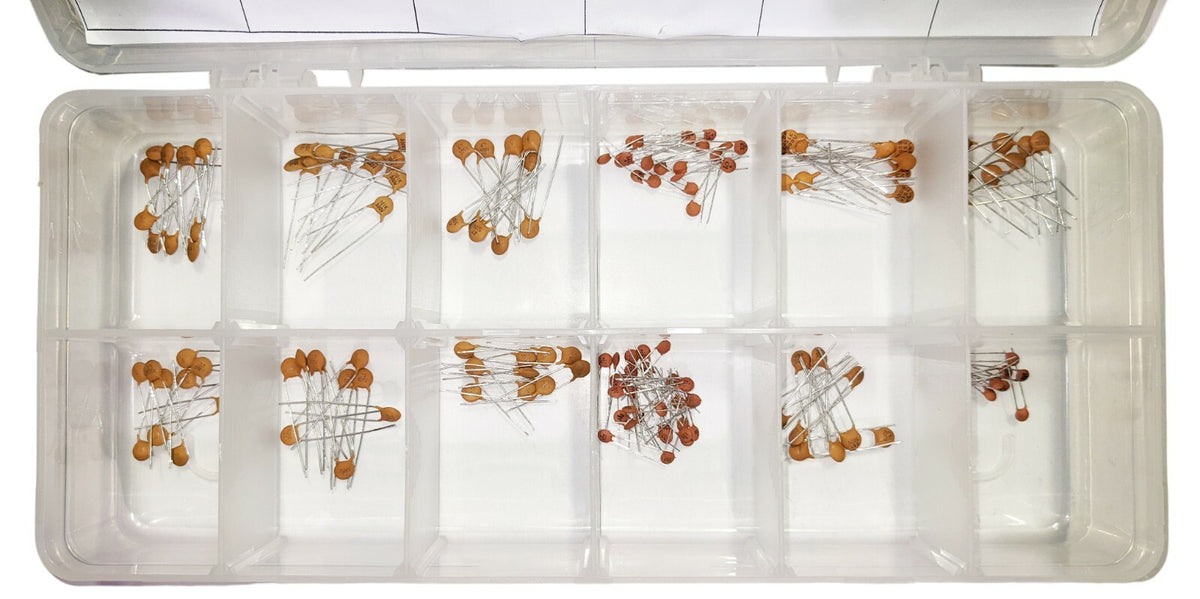 150 Piece Ceramic Disc Capacitor Assortment, 15 Different Values 10pF to 0.047uF
