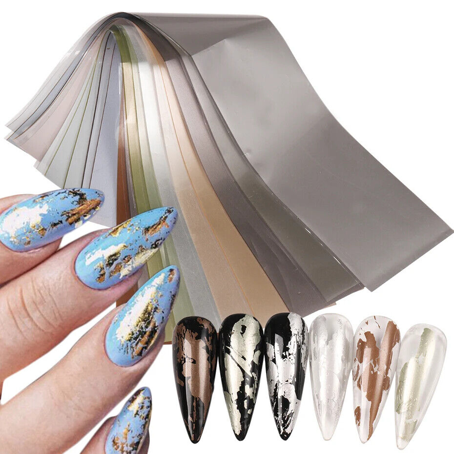 Nail Art 10Pcs Matte Metallic Foils Gold Silver Mirror Starry Paper Gel Stickers