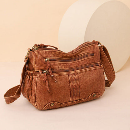 Women Soft Washed Leather Purses Satchel Handbags Shoulder Tote Bag MessengerBag