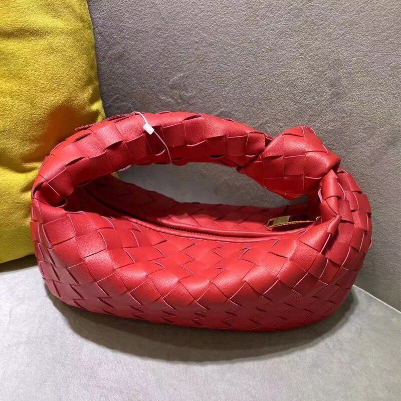 Cow Split Leather Knot Bag Weave Handmade Sling 27X13X16cm Polyester Accessories
