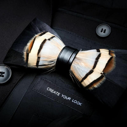 Men's Luxury Bowtie 12x5cm Peacock Feather Leather Bow Ties Fashion Party Formal