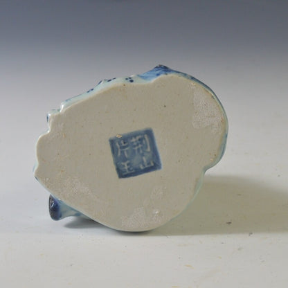 Chinese Blue White Porcelain Hand Painting Maitreya Buddha Water-drop Crafts