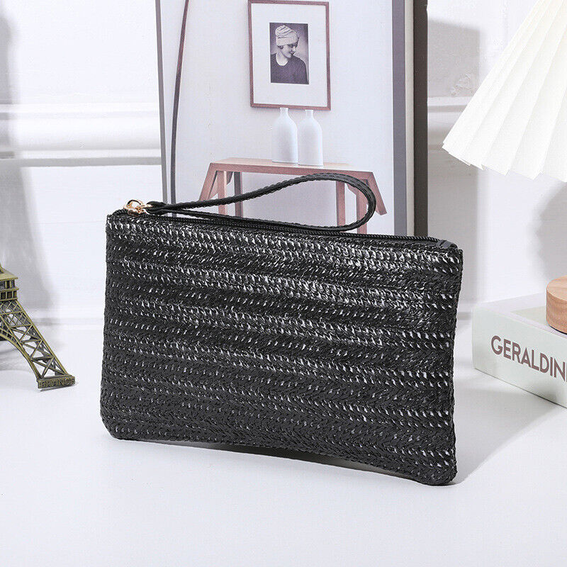 Mobile Phone Bag Straw Clutch Purse Envelope Wallet Coin Purse Beach Handbag US