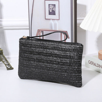Mobile Phone Bag Straw Clutch Purse Envelope Wallet Coin Purse Beach Handbag US