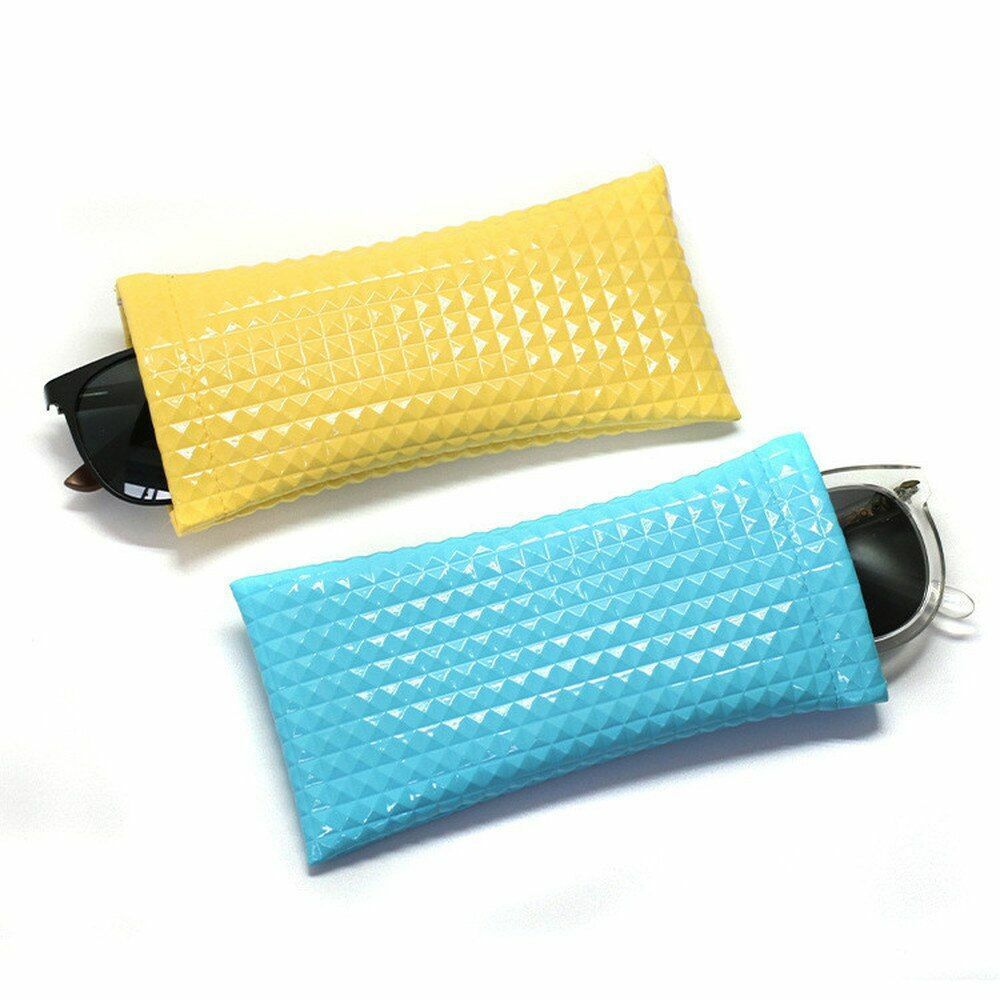 Sunglasses Bag Fake Leather Glass Case Pouch Portable Storege Nearsighted Gold