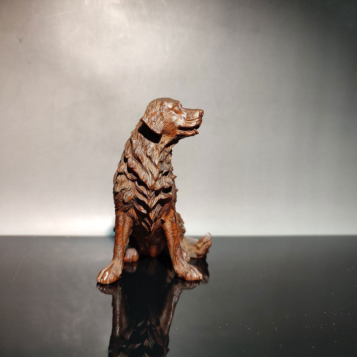 Wood Carving Foo Dog Statue Lovely Home Decor Ornaments Chesapeake Bay Retriever
