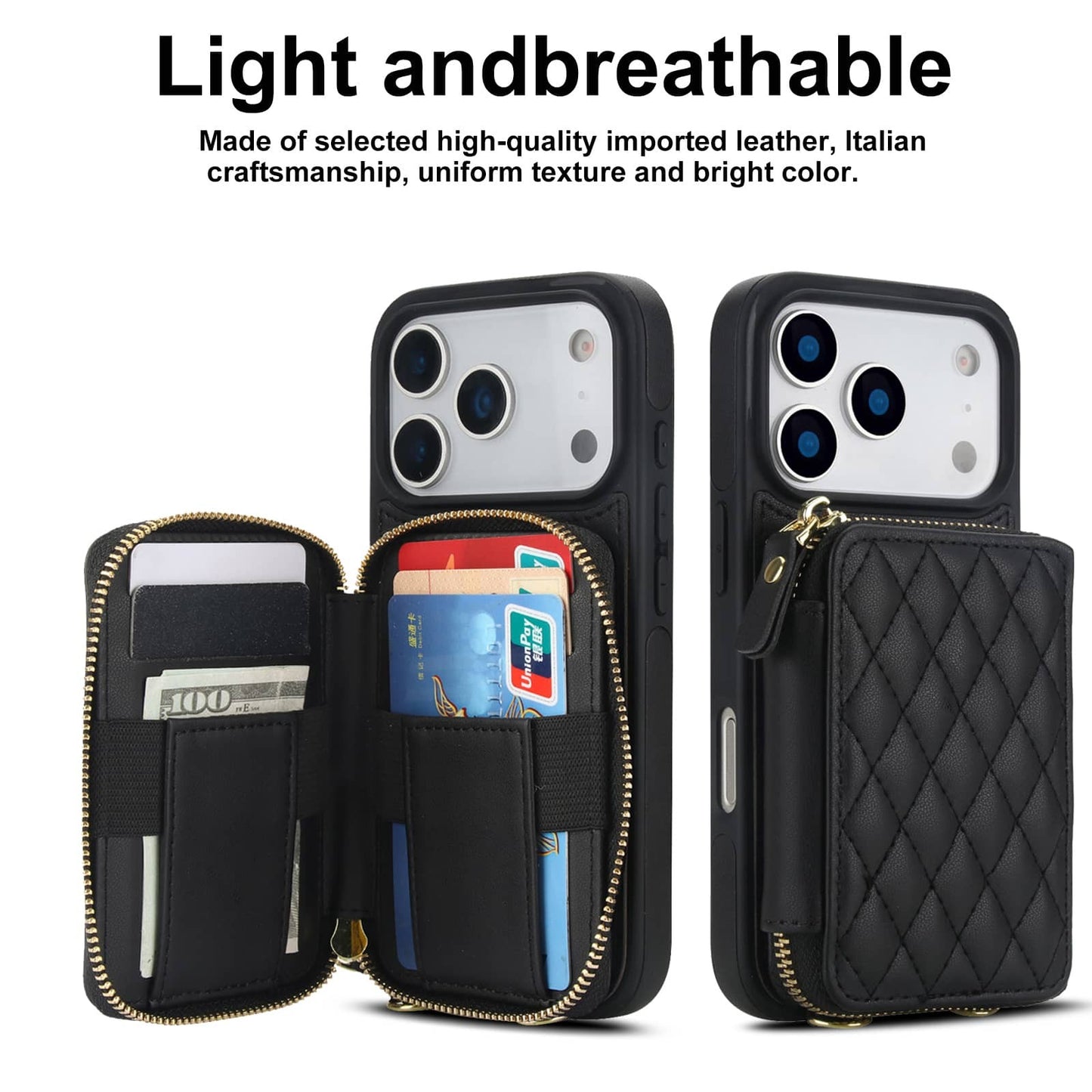 Crossbody Wallet Case for iPhone 17 Pro Max/Air/17 Pro/17 Zipper Handbag Purse